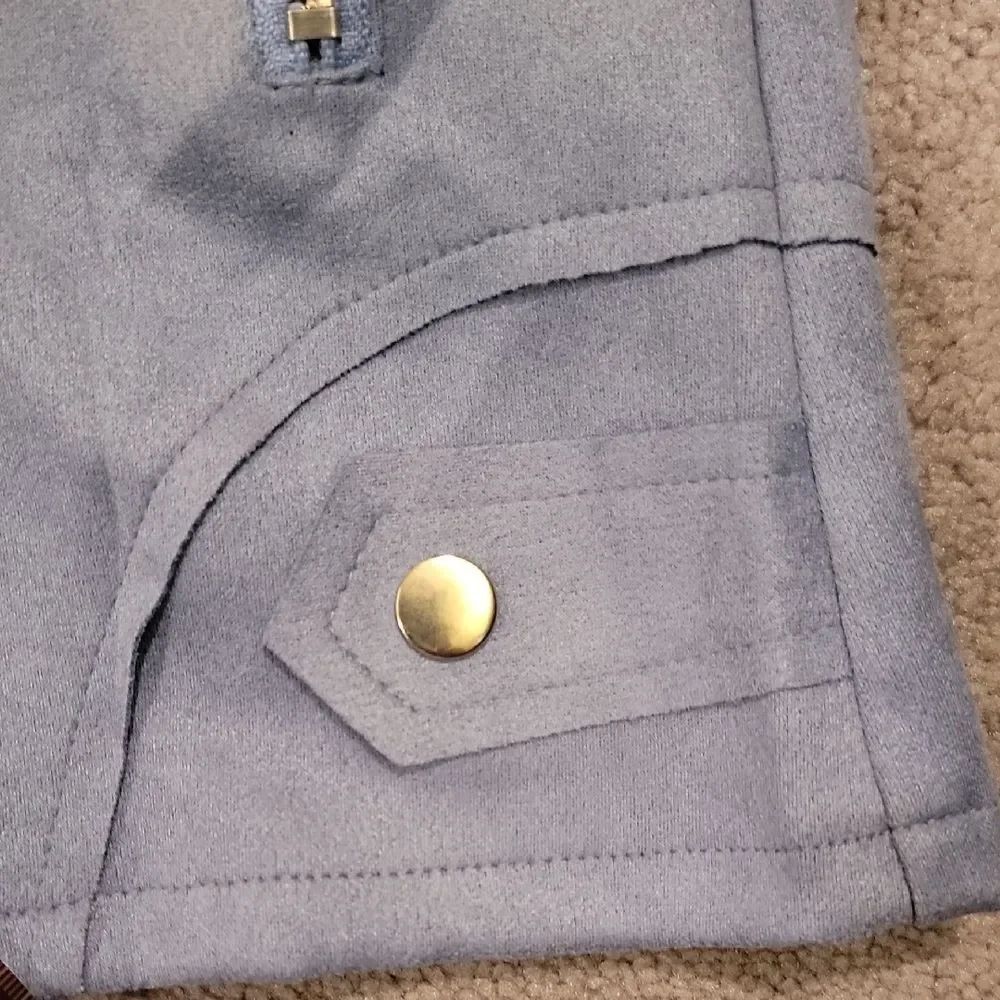 NWT Light Blue Women's Faux Suede Moto Jacket Sz L - Picture 11 of 13